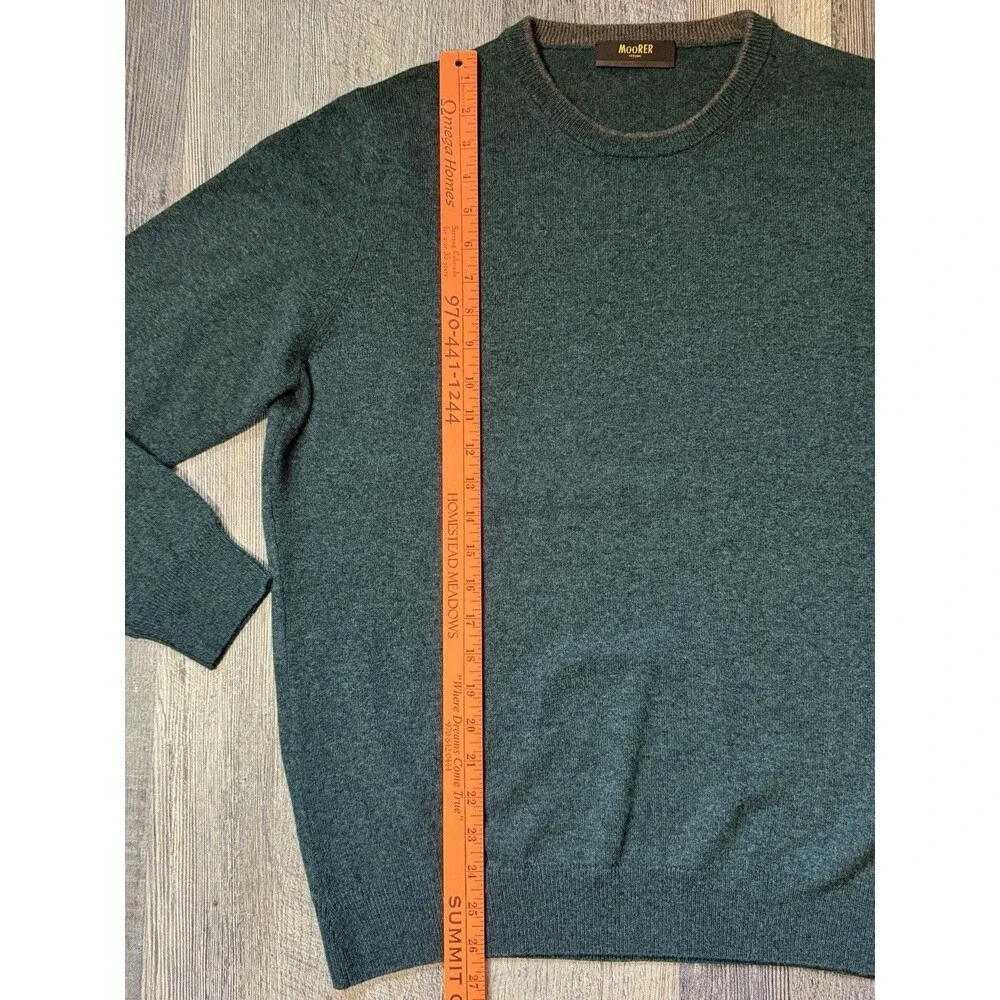 MooRER Loro Piana Cashmere Sweater Mens 54 Large Green Crewneck Italy Luxury